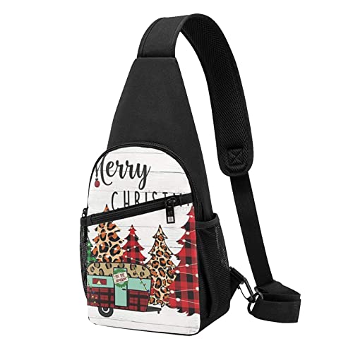 Frohe Weihnachten Lässige Eine Schulter Kreuz Körper Brust Tasche Brieftasche Telefon Tasche Männer Crossbody Tasche Reise Walking Taille Tasche, Schwarz , Einheitsgröße von ADFSHIDS