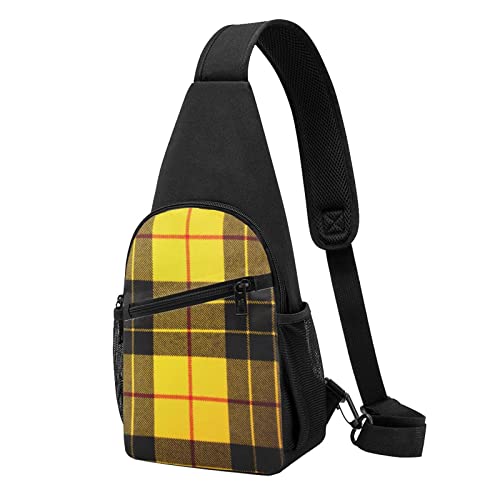 Gelb Grau Schwarz Plaid Casual Eine Schulter Kreuz Körper Brust Tasche Brieftasche Telefon Tasche Männer Crossbody Tasche Reise Wandern Taille Tasche, Schwarz , Einheitsgröße von ADFSHIDS