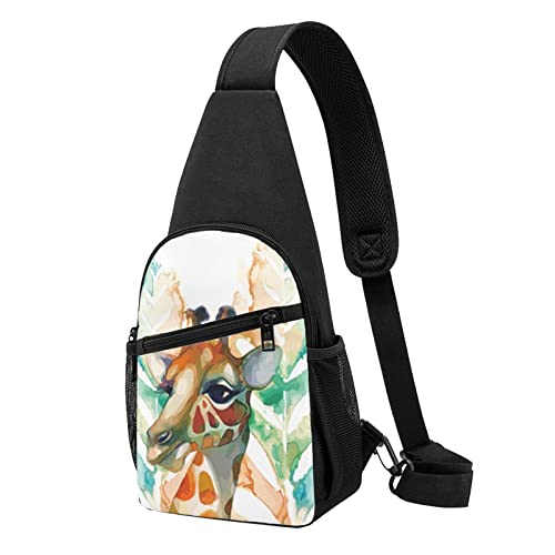 Giraffe Casual One Shoulder Crossbody Brust Tasche Brieftasche Telefon Tasche Herren Crossbody Tasche Reise Walking Hüfttasche, Schwarz , Einheitsgröße von ADFSHIDS