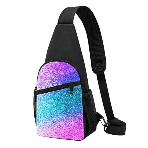 Glitzer Pailletten Spot Casual One Shoulder Cross Body Brusttasche Brieftasche Handytasche Herren Crossbody Tasche Reise Walking Taille Tasche, Schwarz , Einheitsgröße von ADFSHIDS