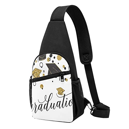 Graduation Congratulations Casual One Shoulder Cross Body Chest Bag Wallet Phone Bag Men'S Cross Body Bag Travel Walking Waist Bag, Schwarz , Einheitsgröße von ADFSHIDS