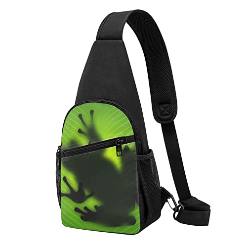 Grüner Frosch Lässige Eine Schulter Kreuz Körper Brust Tasche Brieftasche Telefon Tasche Männer Crossbody Tasche Reise Walking Taille Tasche, Schwarz , Einheitsgröße von ADFSHIDS