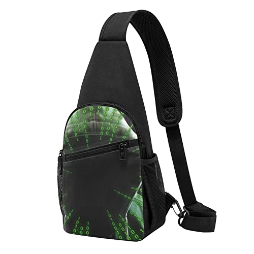 Hacker Attack Casual One Shoulder Cross Body Brusttasche Brieftasche Handytasche Herren Crossbody Tasche Reise Walking Hüfttasche, Schwarz , Einheitsgröße von ADFSHIDS