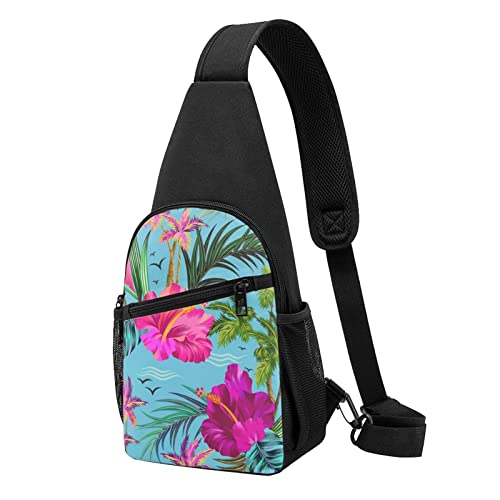 Hallo Hawaii Casual Eine Schulter Kreuz Körper Brust Tasche Brieftasche Telefon Tasche Männer Crossbody Tasche Reise Walking Taille Tasche, Schwarz , Einheitsgröße von ADFSHIDS