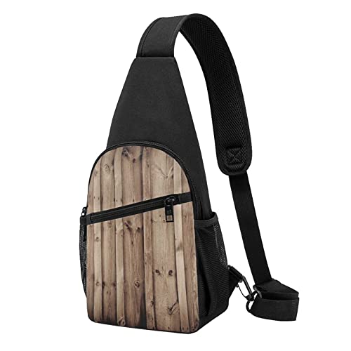 Holzmaserung Casual Eine Schulter Kreuz Körper Brust Tasche Brieftasche Telefon Tasche Männer Kreuz Körper Tasche Reise Wandern Taille Tasche, Schwarz , Einheitsgröße von ADFSHIDS