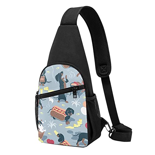 Hot Dogs And Lemonade Casual One Shoulder Cross Body Chest Bag Wallet Phone Bag Men'S Cross Body Bag Travel Walking Waist Bag, Schwarz , Einheitsgröße von ADFSHIDS