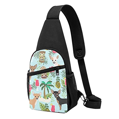 Hund Ananas Casual Eine Schulter Kreuz Körper Brust Tasche Brieftasche Telefon Tasche Männer Crossbody Tasche Reise Walking Taille Tasche, Schwarz , Einheitsgröße von ADFSHIDS