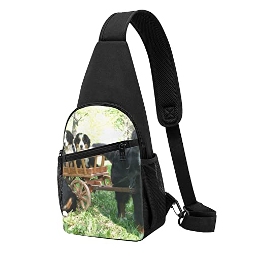 Hund Familie Casual Eine Schulter Kreuz Körper Brust Tasche Brieftasche Telefon Tasche Herren Crossbody Tasche Reise Walking Taille Tasche, Schwarz , Einheitsgröße von ADFSHIDS