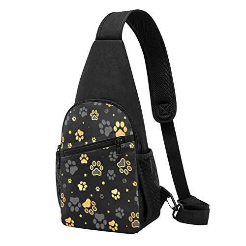 Hund Pfote Druck Casual Eine Schulter Kreuz Körper Brust Tasche Brieftasche Telefon Tasche Männer Crossbody Tasche Reise Walking Taille Tasche, Schwarz , Einheitsgröße von ADFSHIDS