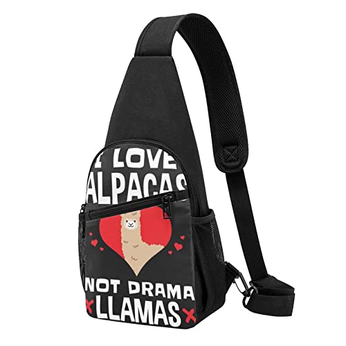 I Love Alpakas Casual One Shoulder Cross Body Chest Bag Wallet Phone Bag Men'S Cross Body Bag Travel Walking Waist Bag, Schwarz , Einheitsgröße von ADFSHIDS