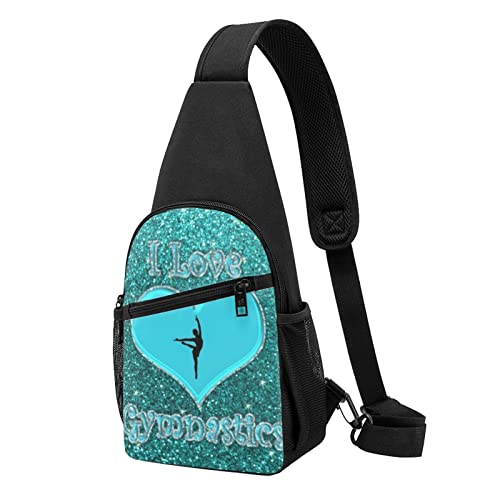 I Love Gymnastics Casual One Shoulder Cross Body Chest Bag Wallet Phone Bag Men'S Cross Body Bag Travel Walking Waist Bag, Schwarz , Einheitsgröße von ADFSHIDS