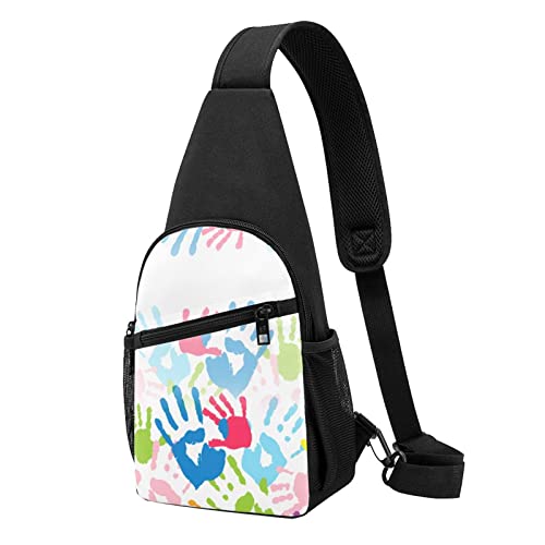 Kinder Hand Druck Lässig Eine Schulter Kreuz Körper Brust Tasche Brieftasche Telefon Tasche Männer Crossbody Tasche Reise Walking Taille Tasche, Schwarz , Einheitsgröße von ADFSHIDS