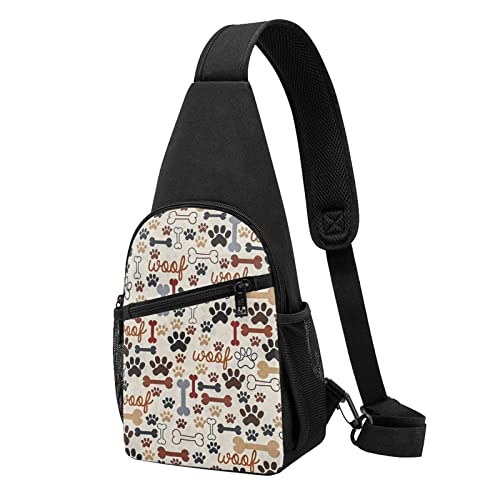 Knochen Und Pfote Druck Casual Eine Schulter Kreuz Körper Brust Tasche Brieftasche Telefon Tasche Männer Crossbody Tasche Reise Walking Taille Tasche, Schwarz , Einheitsgröße von ADFSHIDS