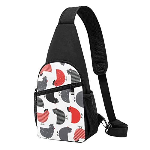 Kreative Cartoon Huhn Casual Eine Schulter Kreuz Körper Brust Tasche Brieftasche Telefon Tasche Männer Crossbody Tasche Reise Walking Taille Tasche, Schwarz , Einheitsgröße von ADFSHIDS