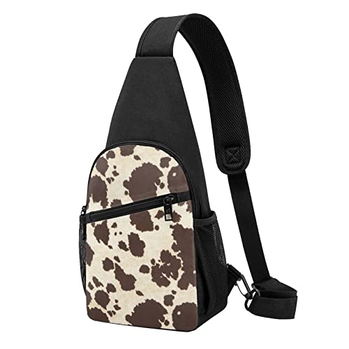 Kuh Gedruckt Lässig Eine Schulter Kreuz Körper Brust Tasche Brieftasche Telefon Tasche Männer Crossbody Tasche Reise Walking Taille Tasche, Schwarz , Einheitsgröße von ADFSHIDS