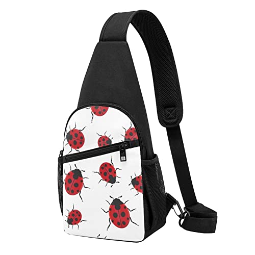 Ladybug Casual One Shoulder Cross Body Brusttasche Brieftasche Handytasche Herren Crossbody Tasche Reise Walking Hüfttasche, Schwarz , Einheitsgröße von ADFSHIDS