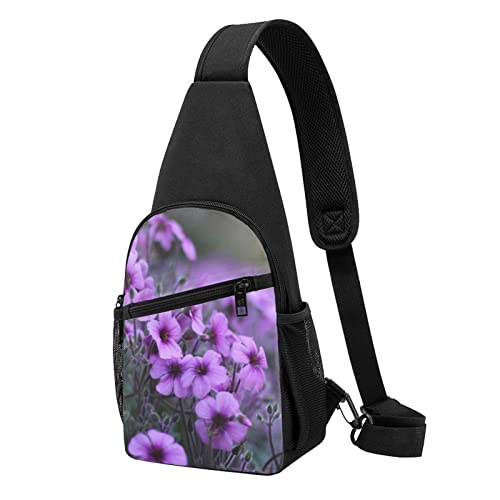 Lavendel Bouquet Casual Eine Schulter Kreuz Körper Brust Tasche Brieftasche Telefon Tasche Männer Crossbody Tasche Reise Walking Taille Tasche, Schwarz , Einheitsgröße von ADFSHIDS