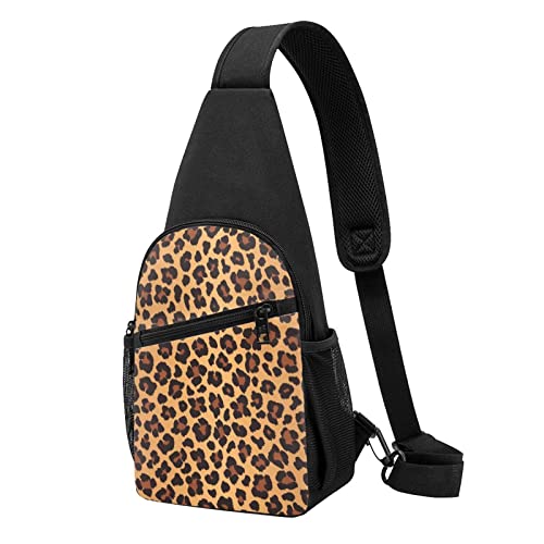 Leopard Muster Casual Eine Schulter Kreuz Körper Brust Tasche Brieftasche Telefon Tasche Männer Crossbody Tasche Reise Walking Taille Tasche, Schwarz , Einheitsgröße von ADFSHIDS