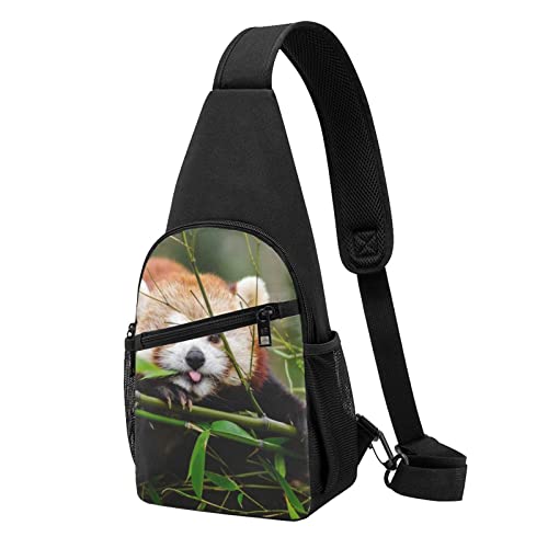 Little Red Panda Casual One Shoulder Cross Body Chest Bag Wallet Phone Bag Men'S Cross Body Bag Travel Walking Waist Bag, Schwarz , Einheitsgröße von ADFSHIDS