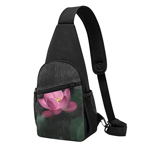 Lotus Flower Casual One Shoulder Cross Body Chest Bag Wallet Phone Bag Men'S Cross Body Bag Travel Walking Waist Bag, Schwarz , Einheitsgröße von ADFSHIDS