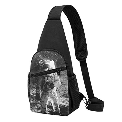 Lunar Astronaut Casual One Shoulder Cross Body Brusttasche Brieftasche Handytasche Herren Umhängetasche Reise Walking Taille Tasche, Schwarz , Einheitsgröße von ADFSHIDS