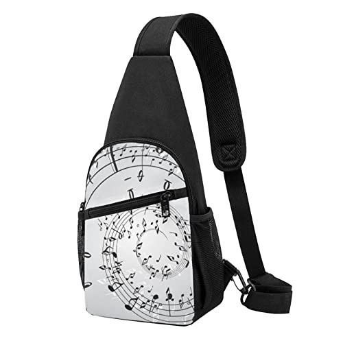 Musik Note Wand Casual Eine Schulter Kreuz Körper Brust Tasche Brieftasche Telefon Tasche Männer Crossbody Tasche Reise Walking Taille Tasche, Schwarz , Einheitsgröße von ADFSHIDS