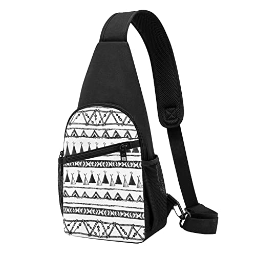 Native American Patterns Casual One Shoulder Cross Body Chest Bag Wallet Phone Bag Men'S Cross Body Bag Travel Walking Waist Bag, Schwarz , Einheitsgröße von ADFSHIDS