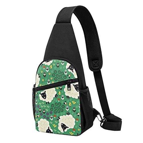 Nette Cartoon Schaf Casual Eine Schulter Kreuz Körper Brust Tasche Brieftasche Telefon Tasche Männer Kreuz Körper Tasche Reise Walking Taille Tasche, Schwarz , Einheitsgröße von ADFSHIDS