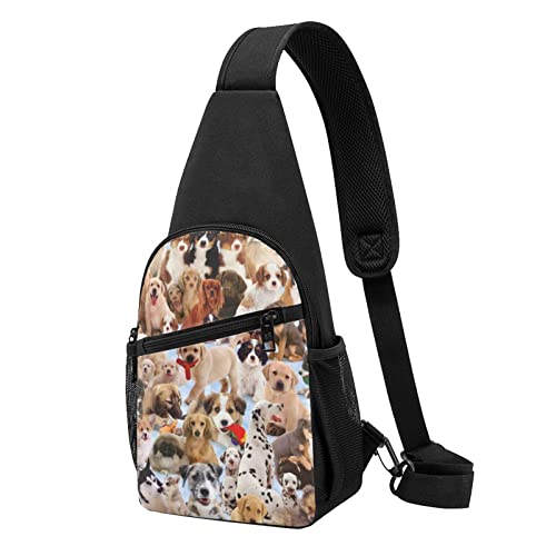 Nette Haustier Hunde Casual Eine Schulter Kreuz Körper Brust Tasche Brieftasche Telefon Tasche Männer Crossbody Tasche Reise Walking Taille Tasche, Schwarz , Einheitsgröße von ADFSHIDS