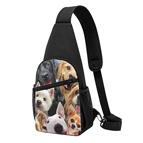 Nette Haustier Hunde Casual Eine Schulter Kreuz Körper Brust Tasche Brieftasche Telefon Tasche Männer Crossbody Tasche Reise Walking Taille Tasche, Schwarz , Einheitsgröße von ADFSHIDS