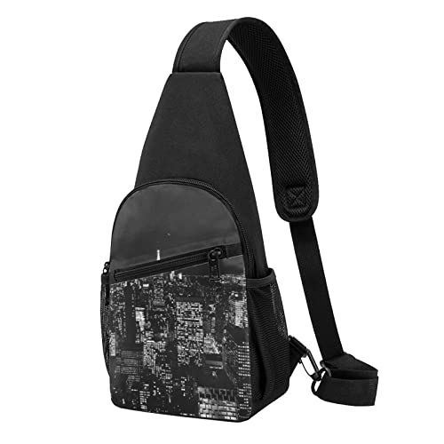 New York Night Sky Casual One Shoulder Cross Body Chest Bag Wallet Phone Bag Men'S Cross Body Bag Travel Walking Waist Bag, Schwarz , Einheitsgröße von ADFSHIDS