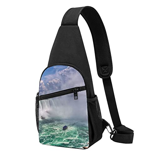 Niagara Falls Casual One Shoulder Cross Body Brusttasche Brieftasche Handytasche Herren Crossbody Tasche Reise Walking Hüfttasche, Schwarz , Einheitsgröße von ADFSHIDS