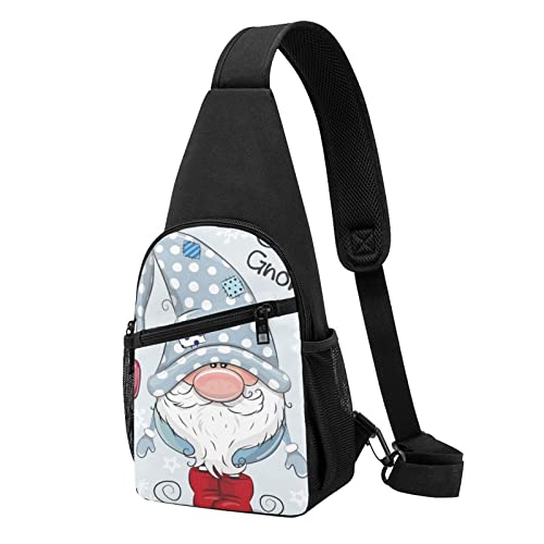 Niedliche Gnome Casual Eine Schulter Kreuz Körper Brust Tasche Brieftasche Telefon Tasche Männer Crossbody Tasche Reise Walking Taille Tasche, Schwarz , Einheitsgröße von ADFSHIDS