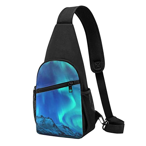 Northern Lights Casual One Shoulder Cross Body Chest Bag Wallet Phone Bag Men'S Cross Body Bag Travel Walking Waist Bag, Schwarz , Einheitsgröße von ADFSHIDS