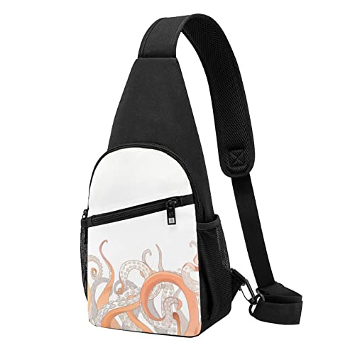 Octopus Tentakel Casual One Shoulder Cross Body Brusttasche Brieftasche Handytasche Herren Crossbody Tasche Reise Walking Hüfttasche, Schwarz , Einheitsgröße von ADFSHIDS