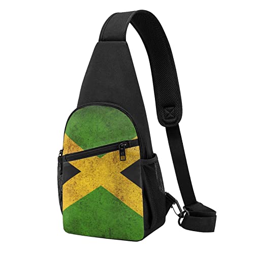 Old Jamaican Flag Casual One Shoulder Cross Body Chest Bag Wallet Phone Bag Men'S Cross Body Bag Travel Walking Waist Bag, Schwarz , Einheitsgröße von ADFSHIDS