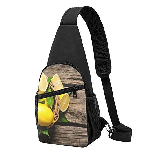 One Basket Lemons Casual One Shoulder Cross Body Chest Bag Wallet Phone Bag Men'S Cross Body Bag Travel Walking Waist Bag, Schwarz , Einheitsgröße von ADFSHIDS