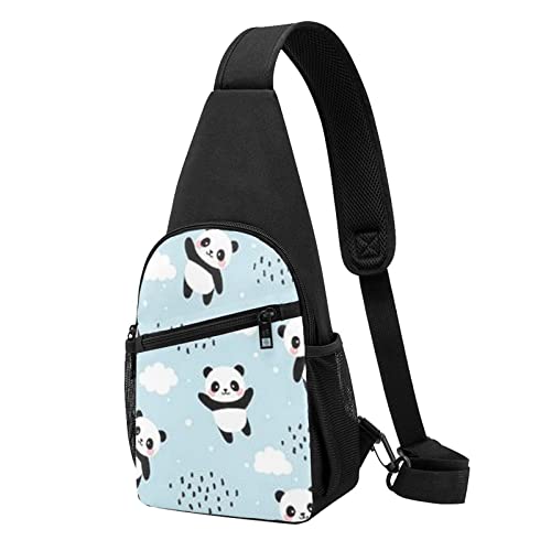 Panda Cloud Casual One Shoulder Cross Body Chest Bag Wallet Phone Bag Men'S Cross Body Bag Travel Walking Waist Bag, Schwarz , Einheitsgröße von ADFSHIDS