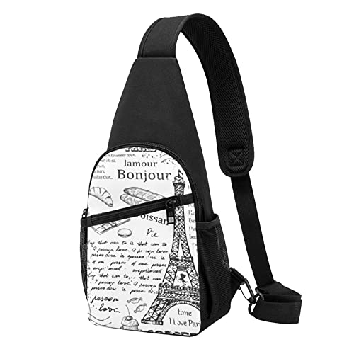 Pariser Kaffee Eiffelturm Casual One Shoulder Cross Body Brusttasche Brieftasche Telefon Tasche Herren Crossbody Tasche Reise Walking Hüfttasche, Schwarz , Einheitsgröße von ADFSHIDS