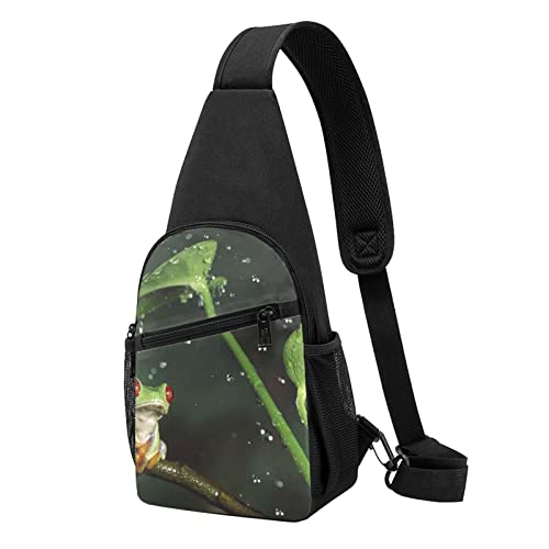 Peace Tree Frog Casual One Shoulder Cross Body Chest Bag Wallet Phone Bag Men'S Cross Body Bag Travel Walking Waist Bag, Schwarz , Einheitsgröße von ADFSHIDS