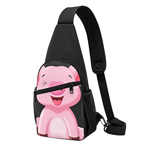 Pink Pig Casual One Shoulder Cross Body Chest Bag Wallet Phone Bag Men'S Cross Body Bag Travel Walking Waist Bag, Schwarz , Einheitsgröße von ADFSHIDS