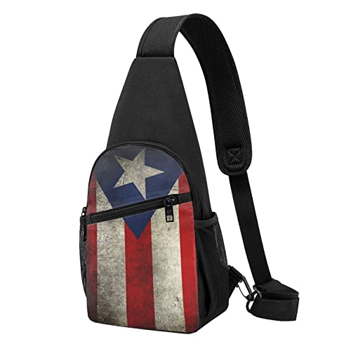 Puerto Rico Flag Casual One Shoulder Cross Body Chest Bag Wallet Phone Bag Men'S Cross Body Bag Travel Walking Waist Bag, Schwarz , Einheitsgröße von ADFSHIDS