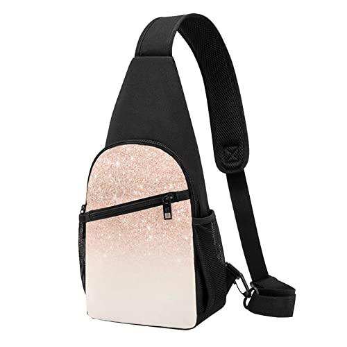 Rose Gold Faux Glitter Casual One Shoulder Cross Body Chest Bag Wallet Phone Bag Men'S Cross Body Bag Travel Walking Waist Bag, Schwarz , Einheitsgröße von ADFSHIDS