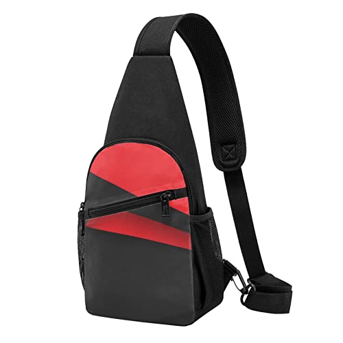 Rot Schwarz Casual Eine Schulter Kreuz Körper Brust Tasche Brieftasche Telefon Tasche Männer Crossbody Tasche Reise Walking Taille Tasche, Schwarz , Einheitsgröße von ADFSHIDS