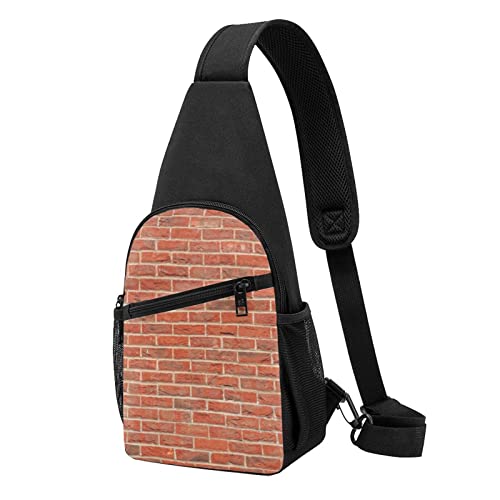 Rote Backsteinmauer Textur Lässige Eine Schulter Kreuz Körper Brust Tasche Brieftasche Telefon Tasche Männer Crossbody Tasche Reise Walking Taille Tasche, Schwarz , Einheitsgröße von ADFSHIDS