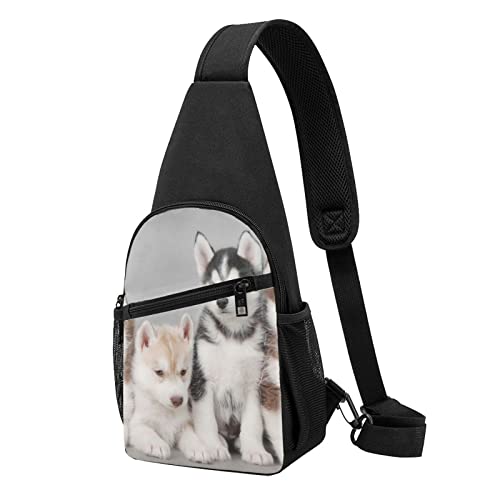 Schöne Hunde Casual Eine Schulter Kreuz Körper Brust Tasche Brieftasche Telefon Tasche Männer Crossbody Tasche Reise Walking Taille Tasche, Schwarz , Einheitsgröße von ADFSHIDS