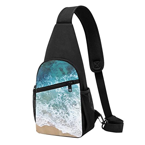 Schöne Ozean Casual Eine Schulter Kreuz Körper Brust Tasche Brieftasche Telefon Tasche Männer Crossbody Tasche Reise Walking Taille Tasche, Schwarz , Einheitsgröße von ADFSHIDS