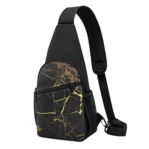 Schwarz Marmor Casual Eine Schulter Kreuz Körper Brust Tasche Brieftasche Telefon Tasche Männer Crossbody Tasche Reise Walking Taille Tasche, Schwarz , Einheitsgröße von ADFSHIDS