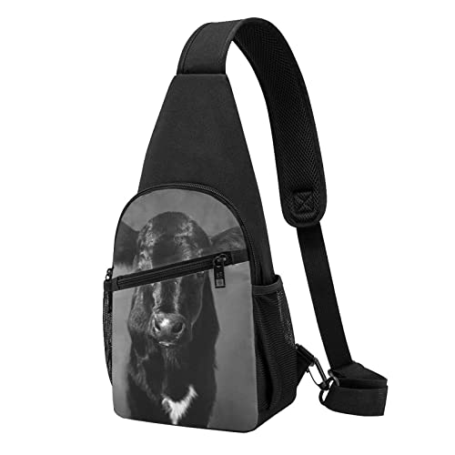 Schwarz Weiß Kuh Casual Eine Schulter Kreuz Körper Brust Tasche Brieftasche Telefon Tasche Männer Kreuz Körper Tasche Reise Wandern Taille Tasche, Schwarz , Einheitsgröße von ADFSHIDS