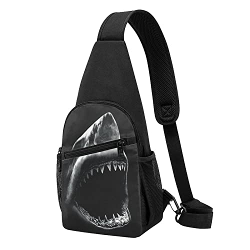 Shark Casual One Shoulder Cross Body Chest Bag Wallet Phone Bag Men'S Cross Body Bag Travel Walking Waist Bag, Schwarz , Einheitsgröße von ADFSHIDS